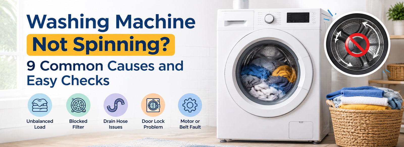 Washing machine not spinning due to common problems