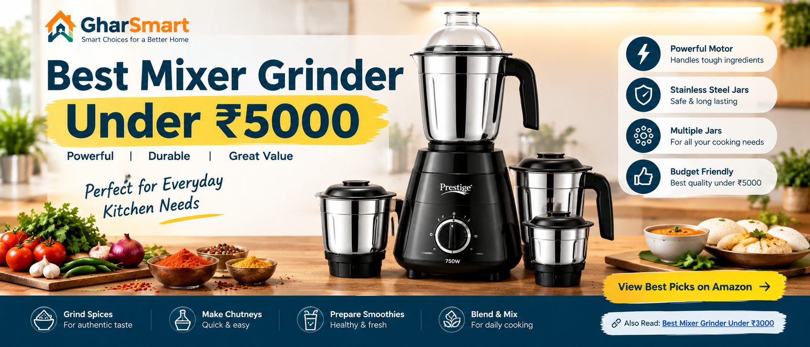 Best Mixer Grinder Under ₹5000 for Indian Kitchen